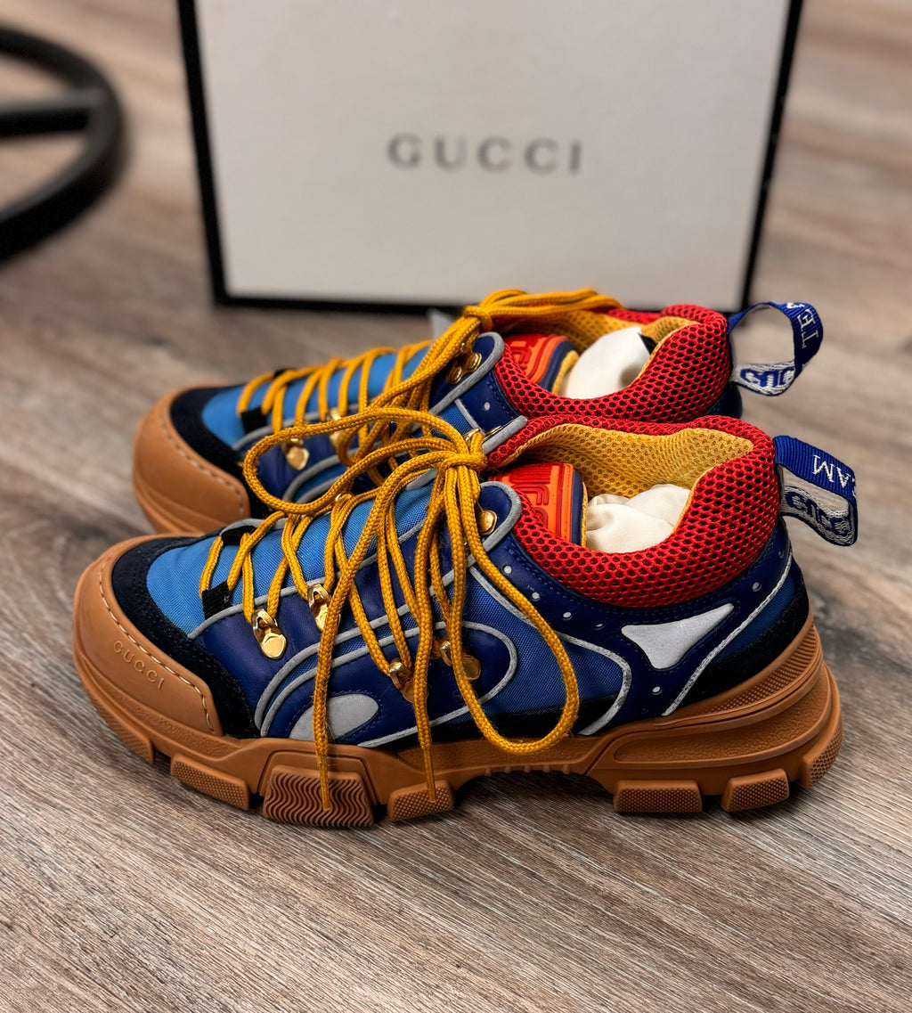 GUCCI Multi Flashtrek Sega Suede Mesh Leather Sneakers Sz. 6.5 M/8.5W