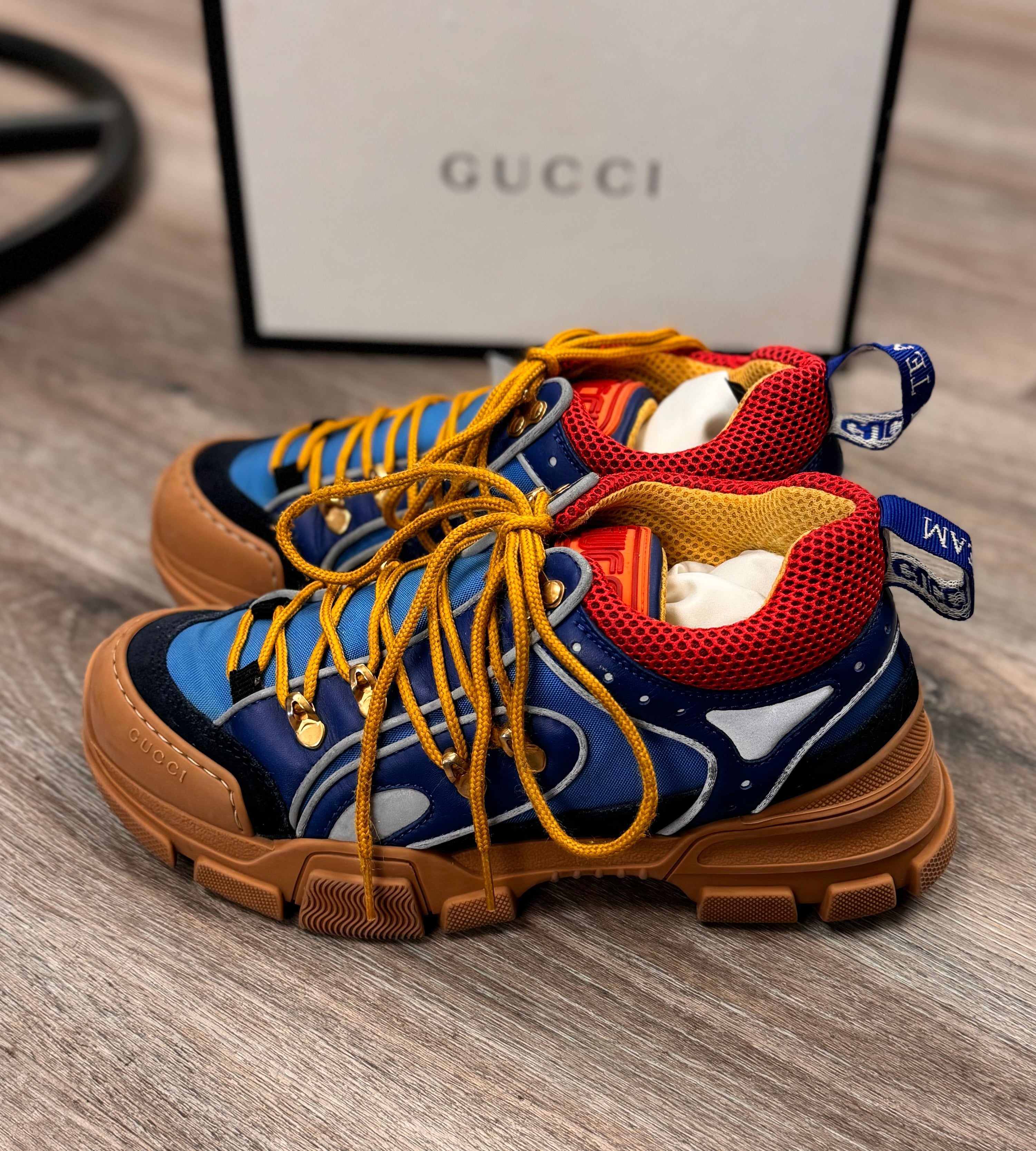 GUCCI Multi Flashtrek Sega Suede Mesh Leather Sneakers Sz. 6.5 M/8.5W