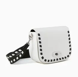 MULBERRY White & Black Leather Darley Small Satchel Crossbody Turn Lock Bag