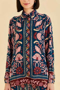 FARM RIO Seashell Tapestry Button Up Top - Medium