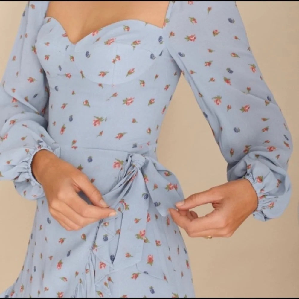 Reformation Blue Floral Cammi Mini Dress Sz. 12