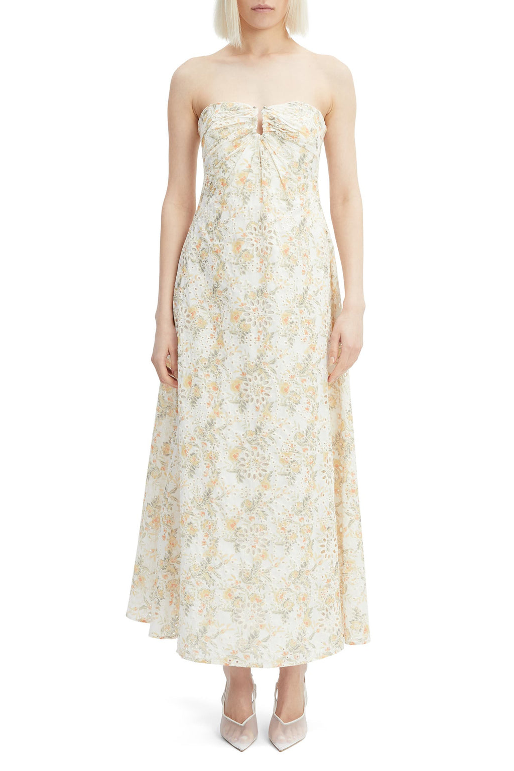 BARDOT White & Yellow Floral Lora Broderie Maxi Dress Sz. 12