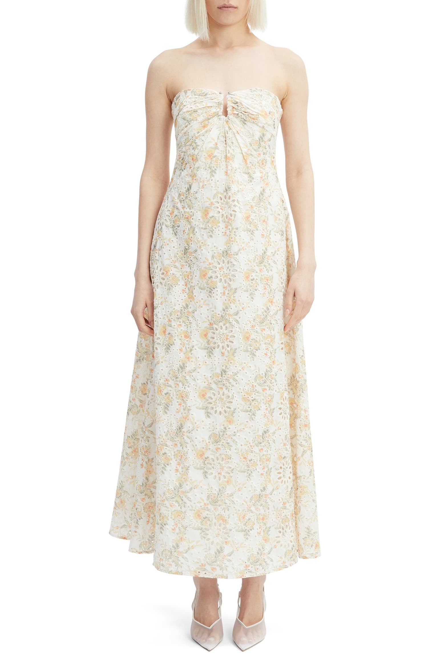 BARDOT White & Yellow Floral Lora Broderie Maxi Dress Sz. 12