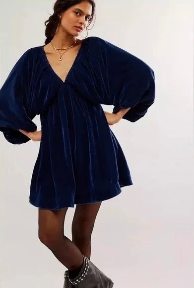 Free People Portia Velvet Mini Dress - Medium