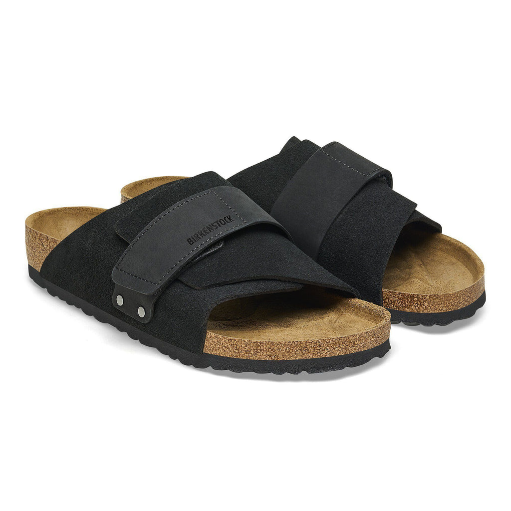 BIRKENSTOCK Black Kyoto Leather Strap Slides Sz. 38