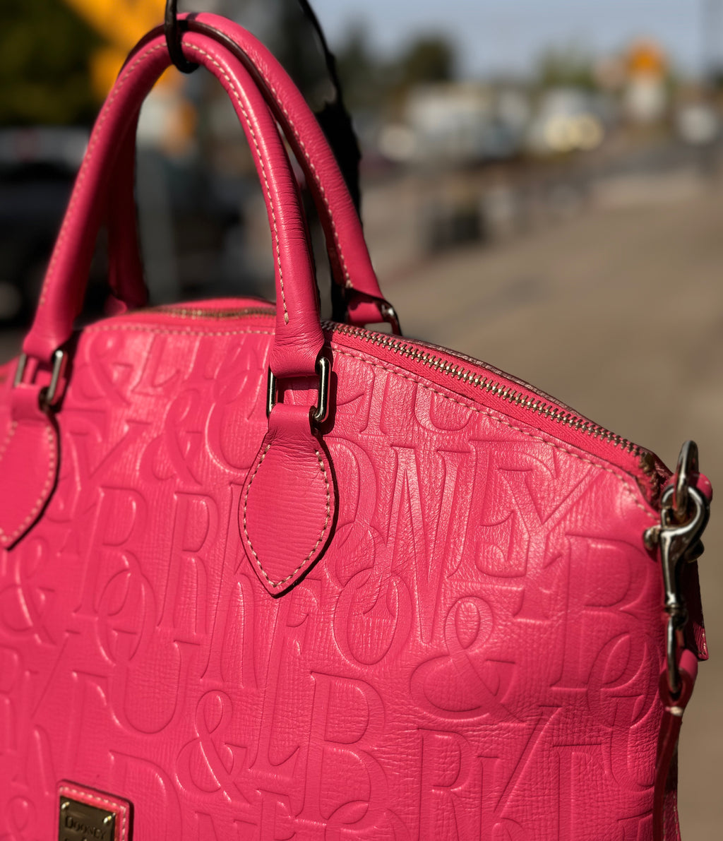 DOONEY & BOURKE Pink Leather Signature Dome Satchel Bag