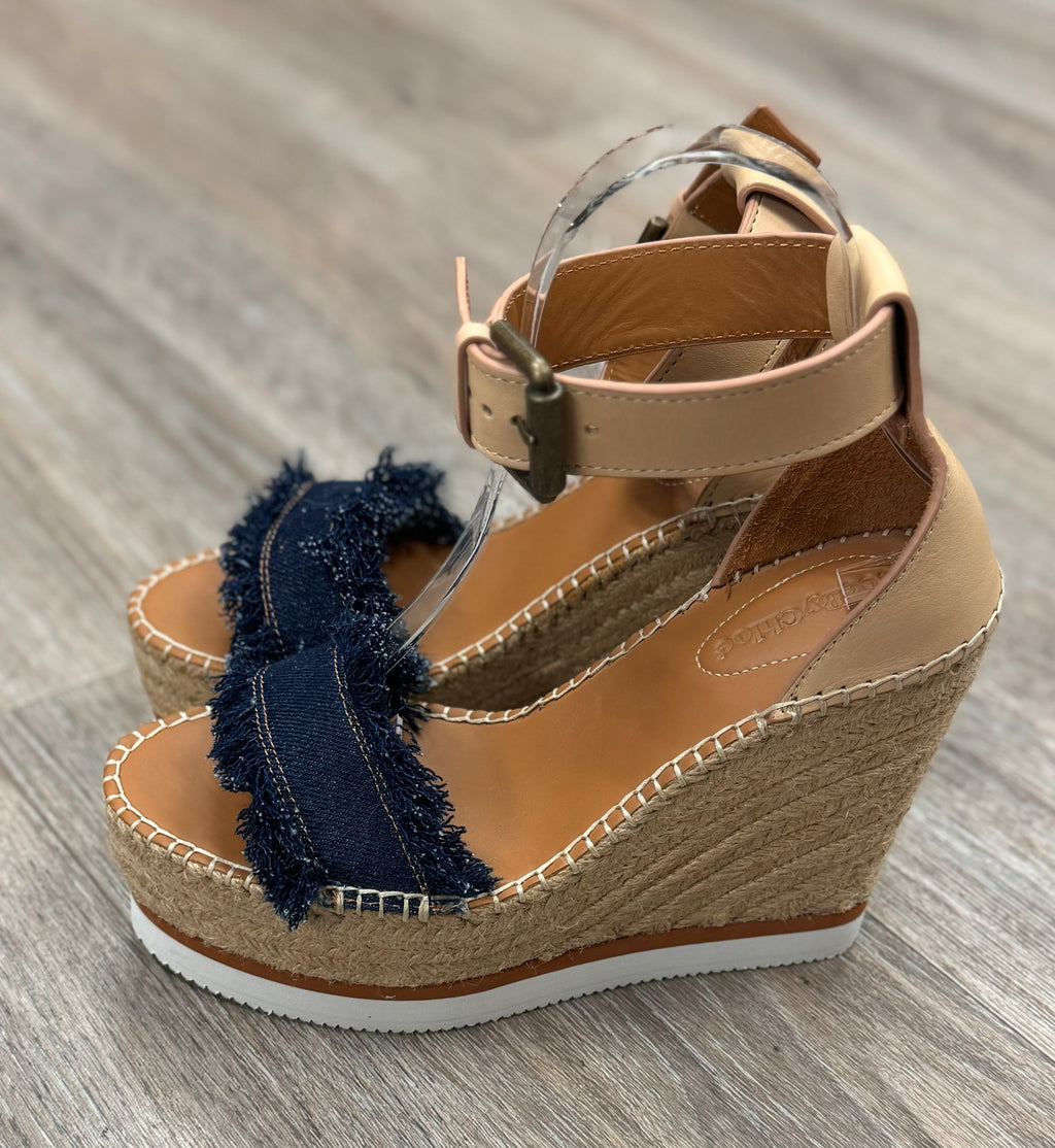 SeeByChloe Wedge Espadrille Ankle Strap Heels Sz. 5/6