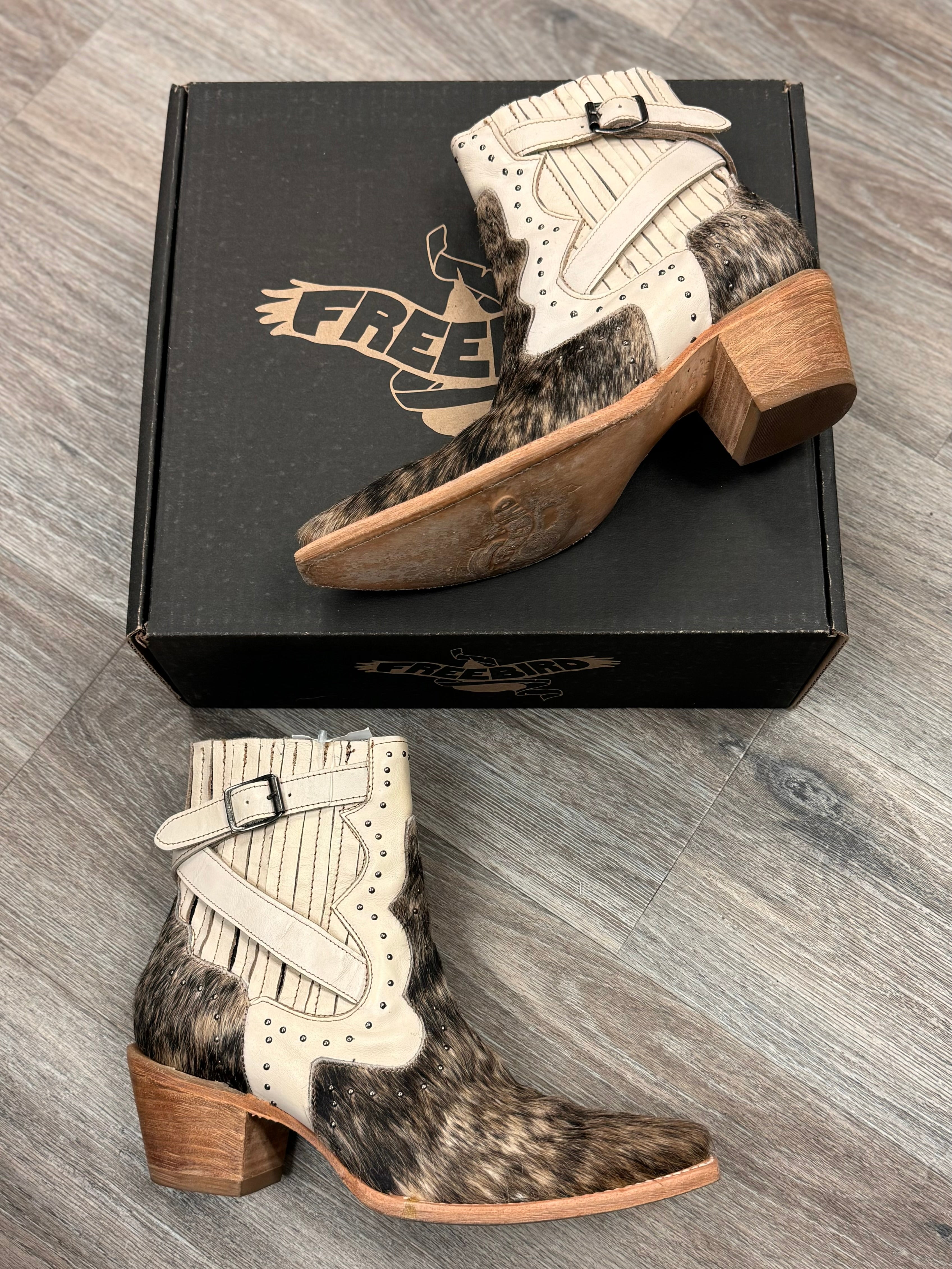 SOLD! FREEBIRD Morgan Leather Pony Hair Studded Ankle Boots Sz. 9 w/Box!