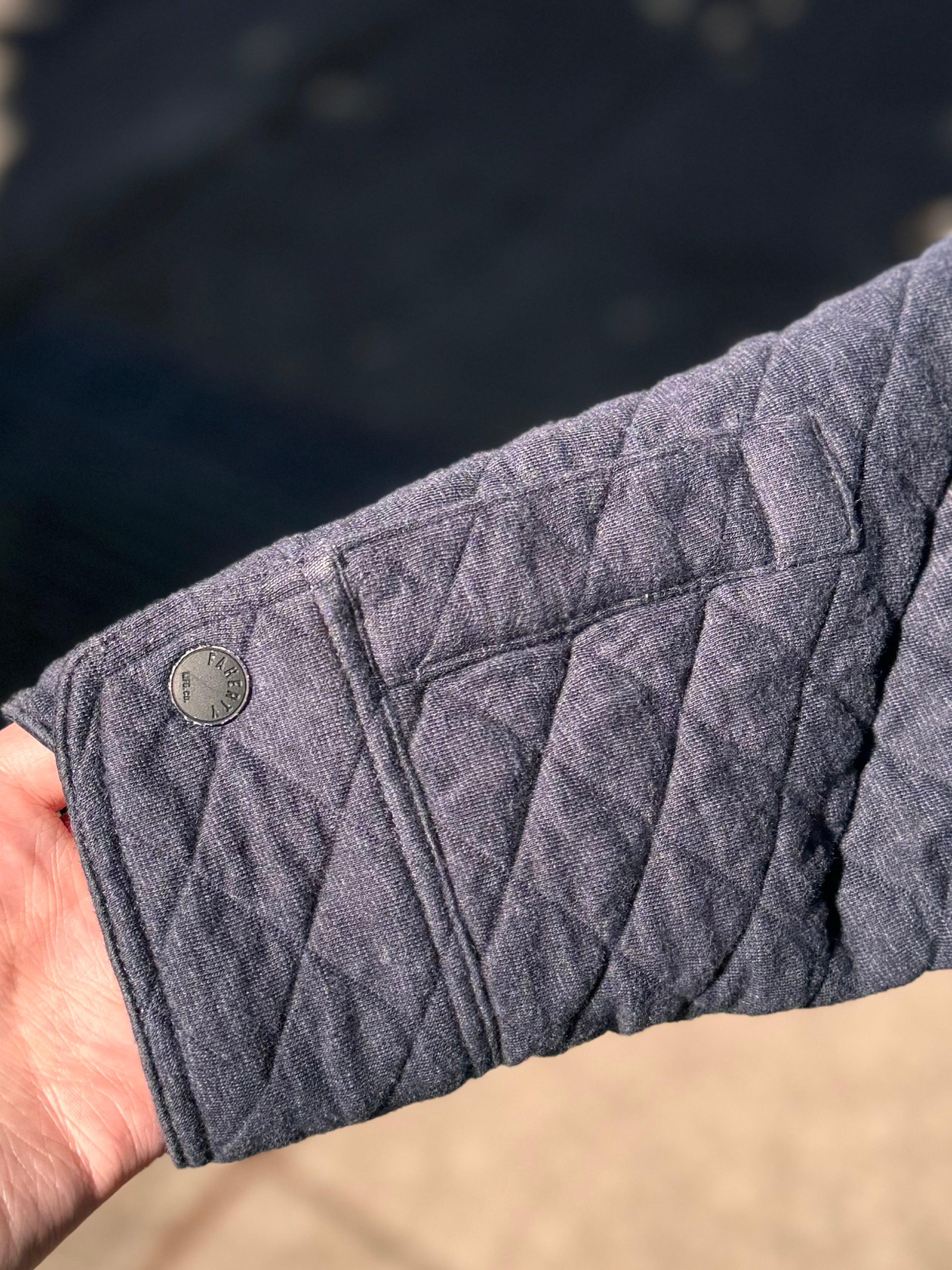 Men's FAHERTY Navy Quilted Button Zip Jacket Large