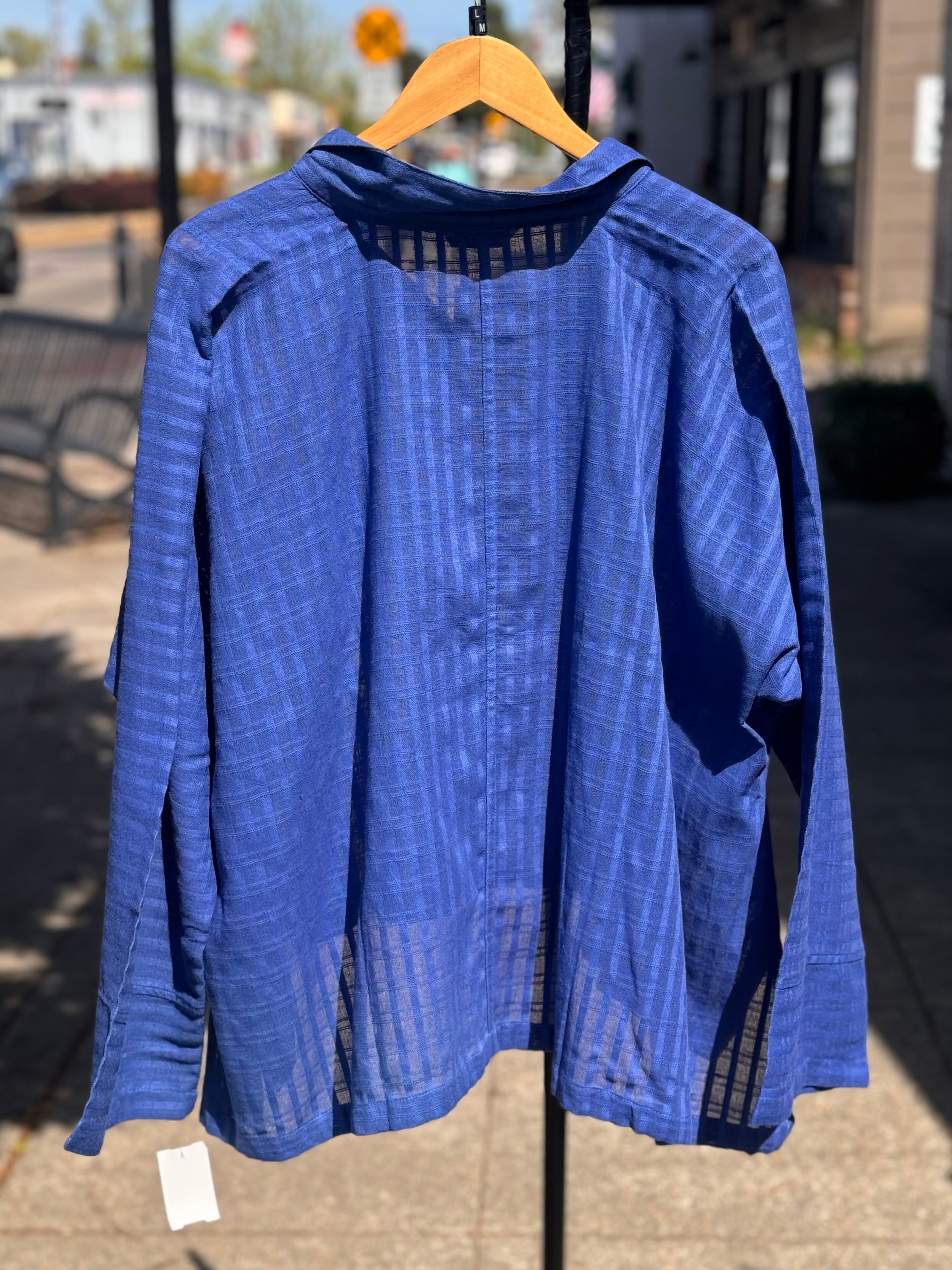 SOLD! Yasuko Kurisaka Blue Stripped Button Up Shirt Sz. M/L New w/Tags!