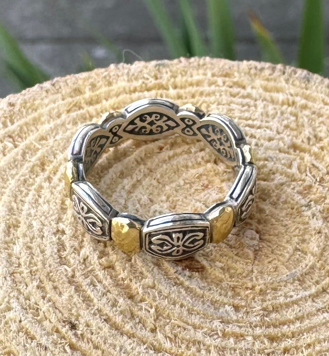 SOLD! KONSTANTINO Greece Sterling Silver & 18k Gold Aspasia Ring Sz. 7
