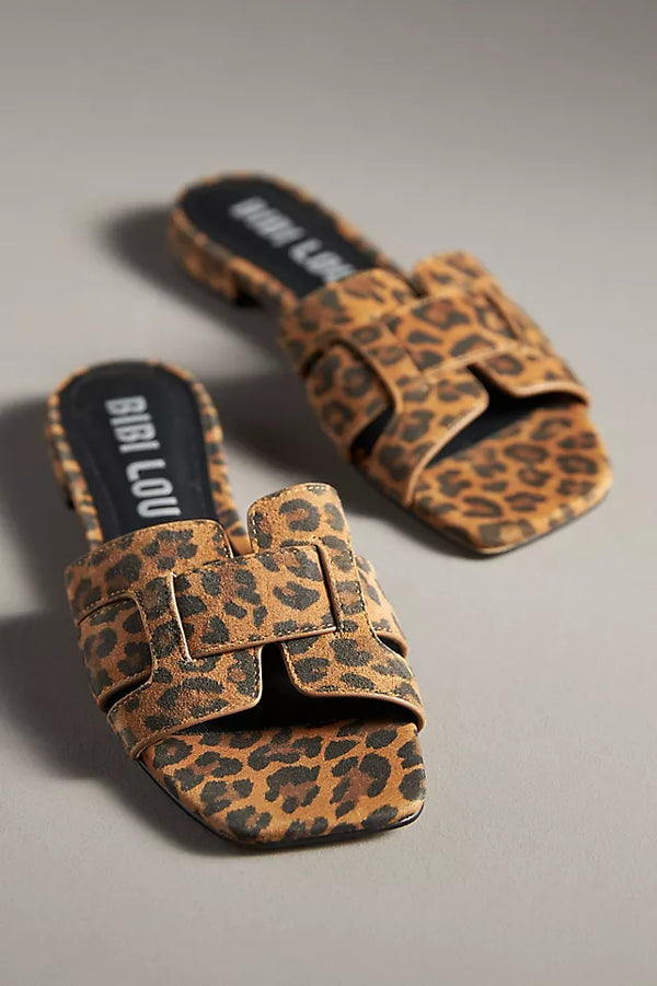 BIBI LOU Leopard Cut Out Suede Holly Sandals Sz. 40/9