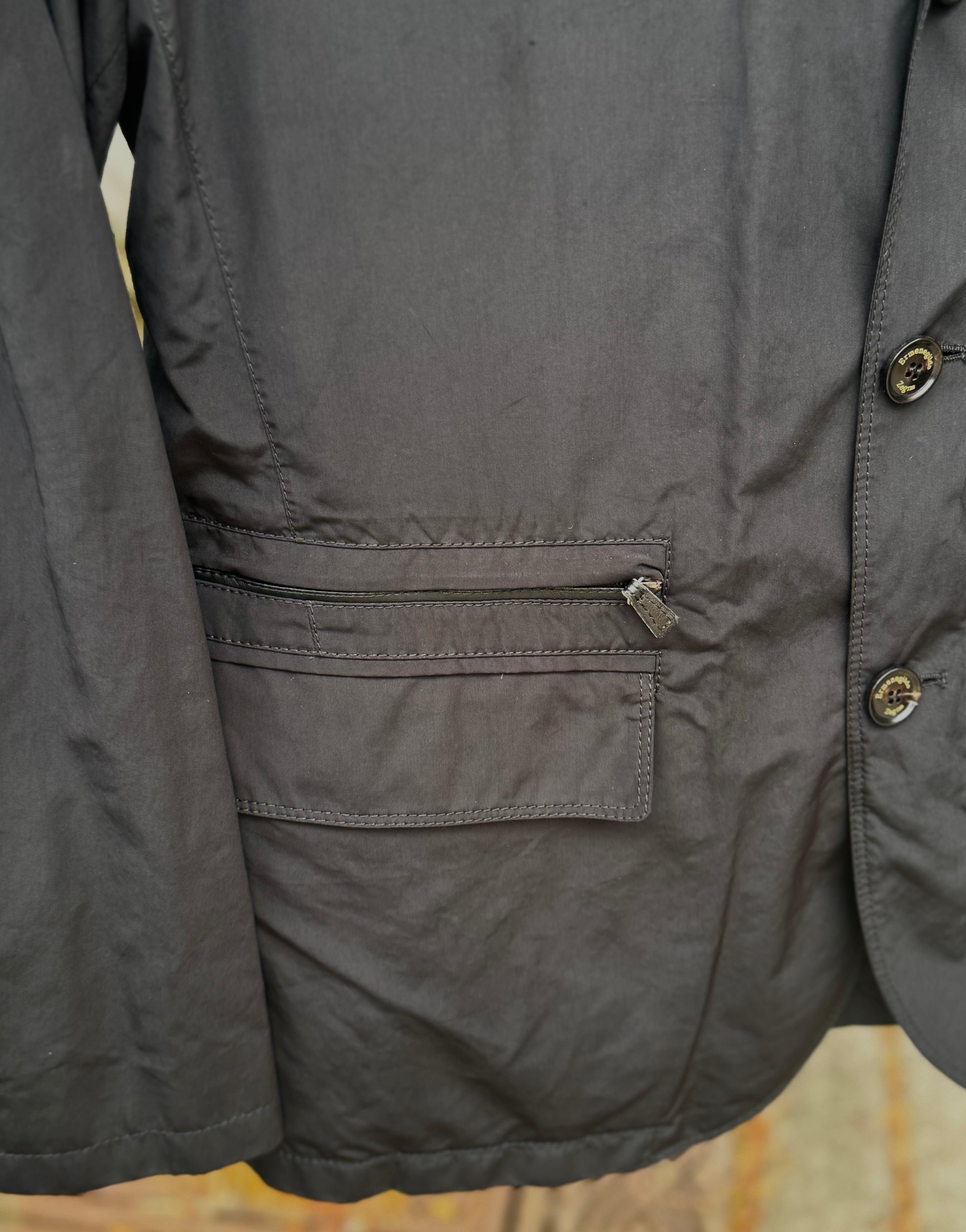 Ermenegildo Zegna Men’s Black Zip / Button Up Blazer Style Sport Jacket Large