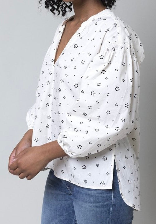 APIECE APART White & Black Floral Cotton Shirt Medium