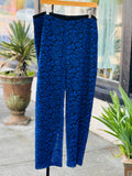 ST. JOHN Black & Blue Floral Lace Pants Sz. 16