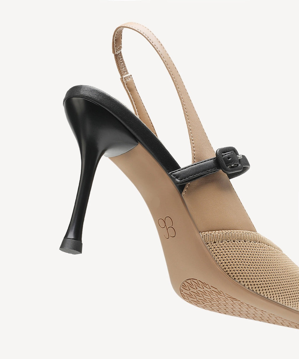 COSY ISLAND StrikeStep Elegant Pointed Toe Slingback Knit Heels Sz. 8 NEW w/Box!