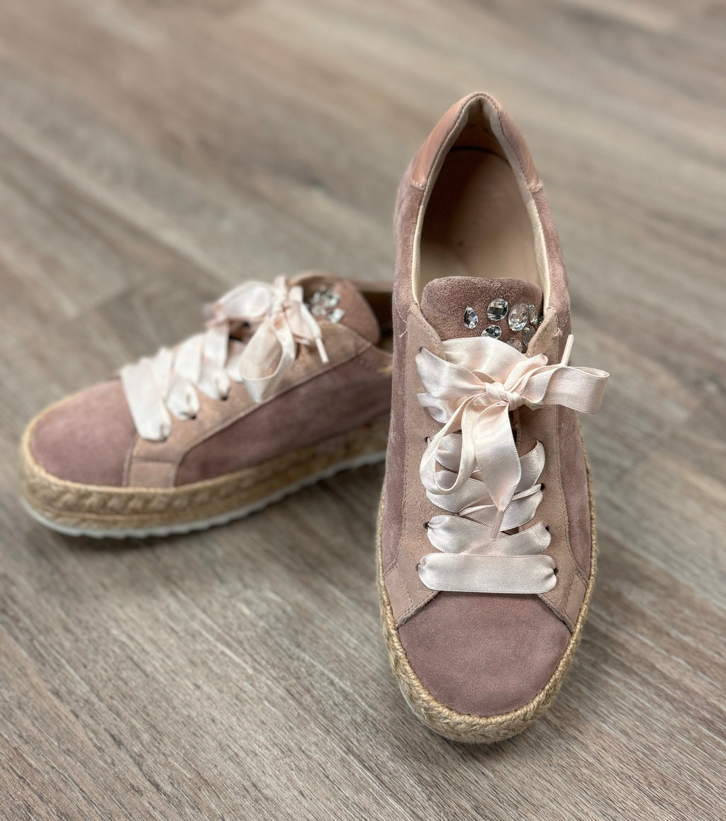 paul green Pink Suede Espadrille Jewel Sneakers Sz. 9
