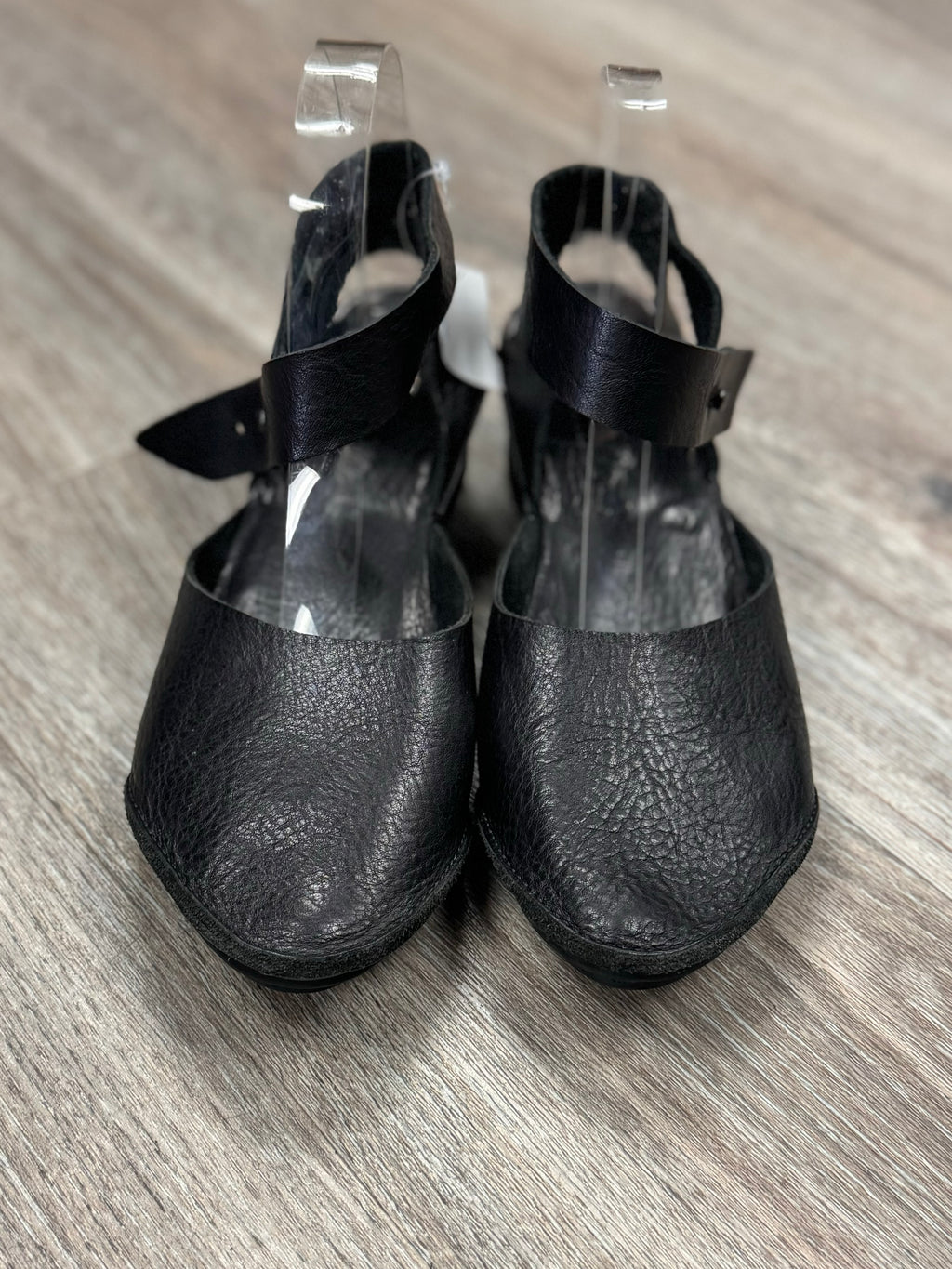 trippen Black Leather Ankle Wrap Shoes Sz. 9