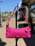 COACH Pink Y2K Vintage Hampton East West Demi Canvas Shoulder Bag