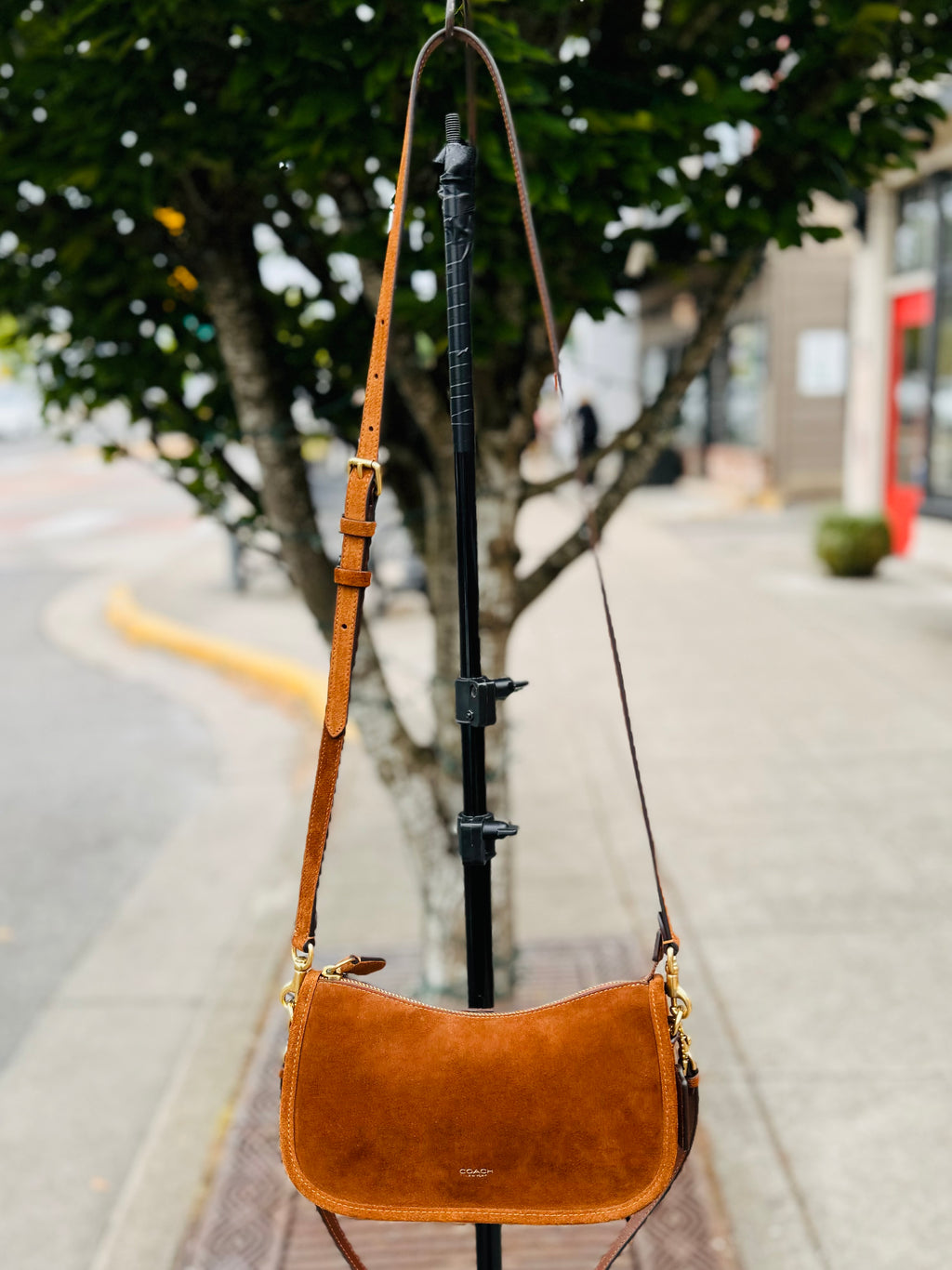 COACH Brown Waverly Suede Convertible Crossbody Bag