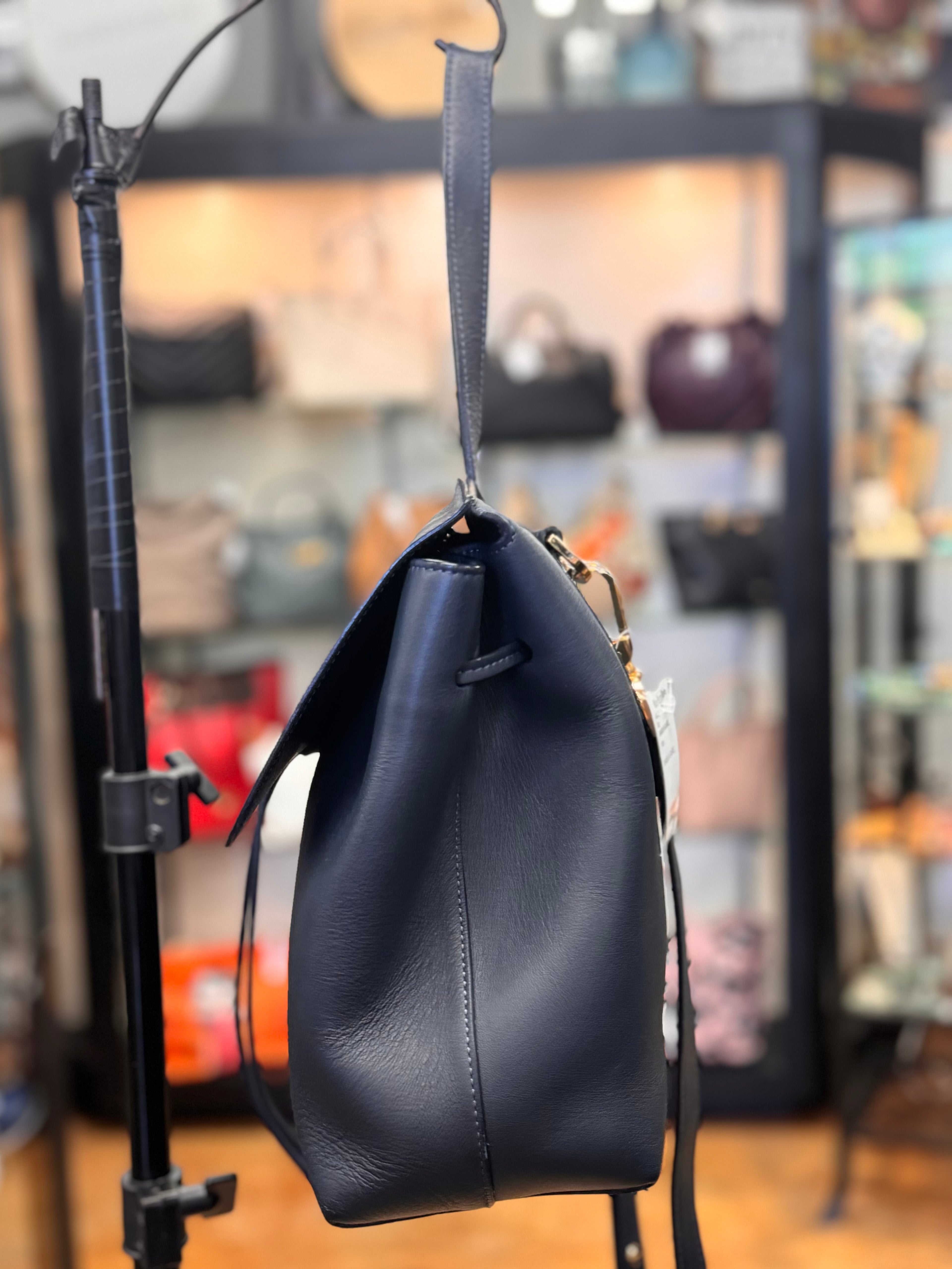 MANSUR GAVRIEL Navy Soft Lady Leather Satchel Bag
