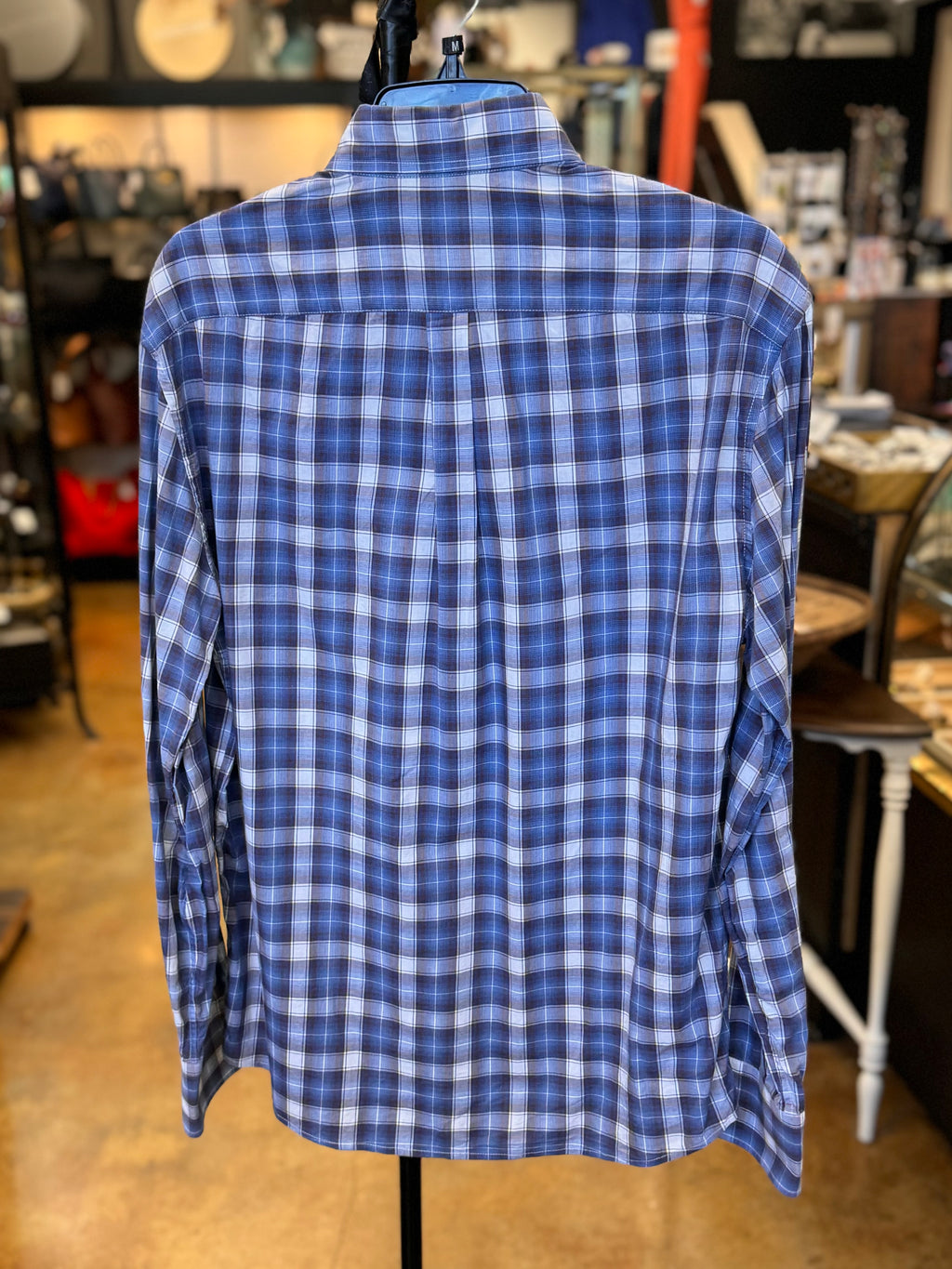 BRUNELLO CUCINELLI Men’s Blue & Black Flannel Button Up Cotton Shirt Medium