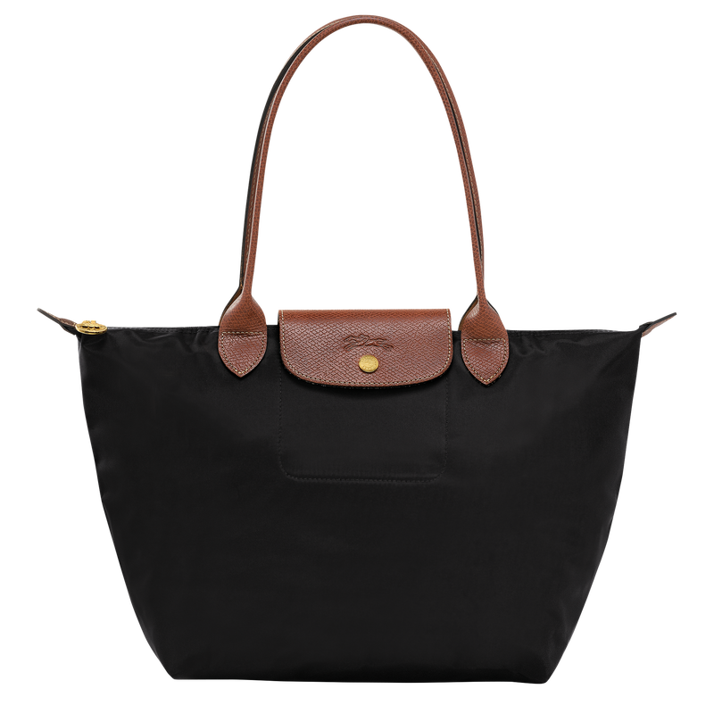 LONGCHAMP Medium Black Le Pliage Nylon Shoulder Tote Bag