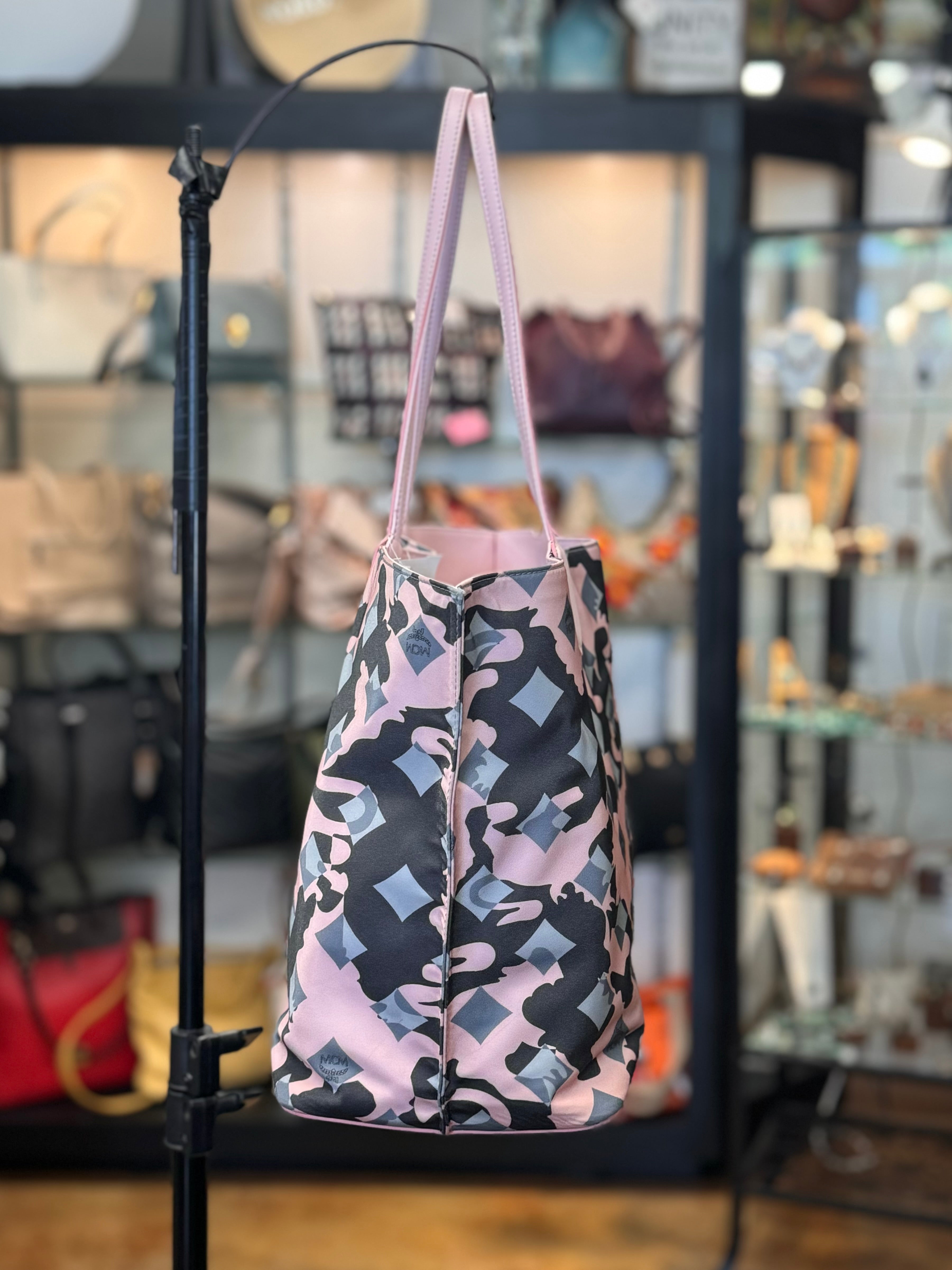 MCM Blush Pink Limited Edition Anya Tote Nylon & Leather Tote