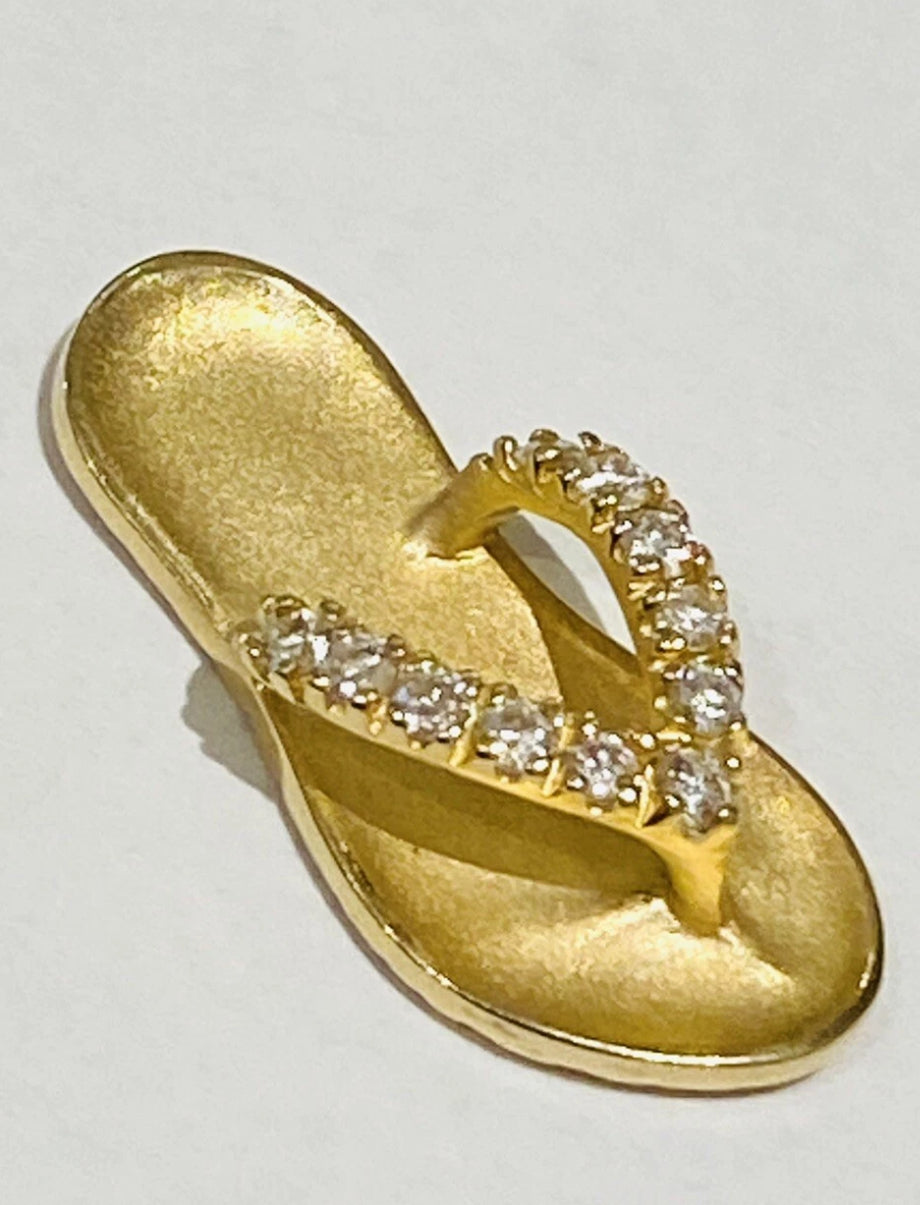 NA HOKU 14k Gold & Diamond Flip Flop Slipper Pendant