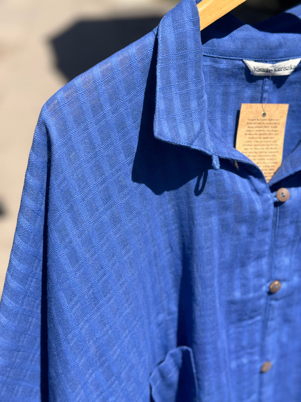SOLD! Yasuko Kurisaka Blue Stripped Button Up Shirt Sz. M/L New w/Tags!