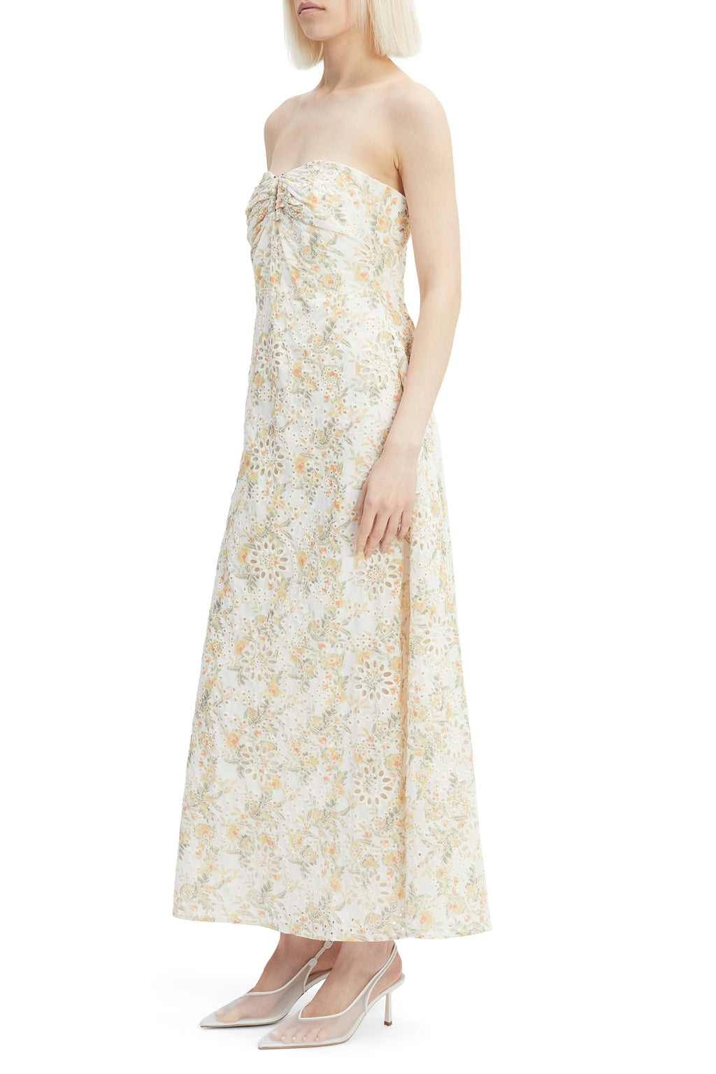 BARDOT White & Yellow Floral Lora Broderie Maxi Dress Sz. 12