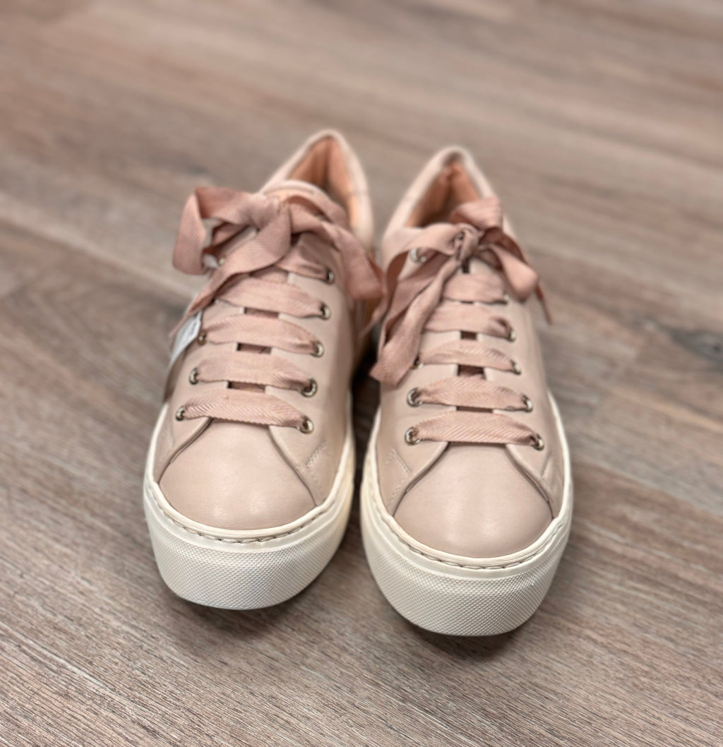 AGL Pink & Gold Leather Casual Platform Sneakers Sz. 7/8