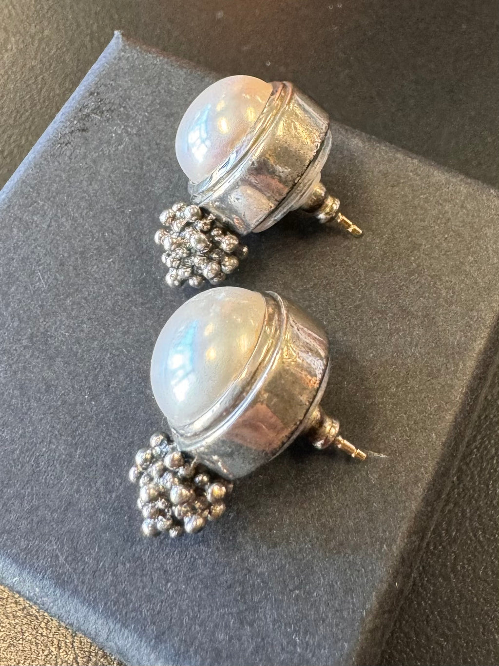 MICHAEL DAWKINS Sterling Silver & 14k Gold Pearl Cluster Earrings