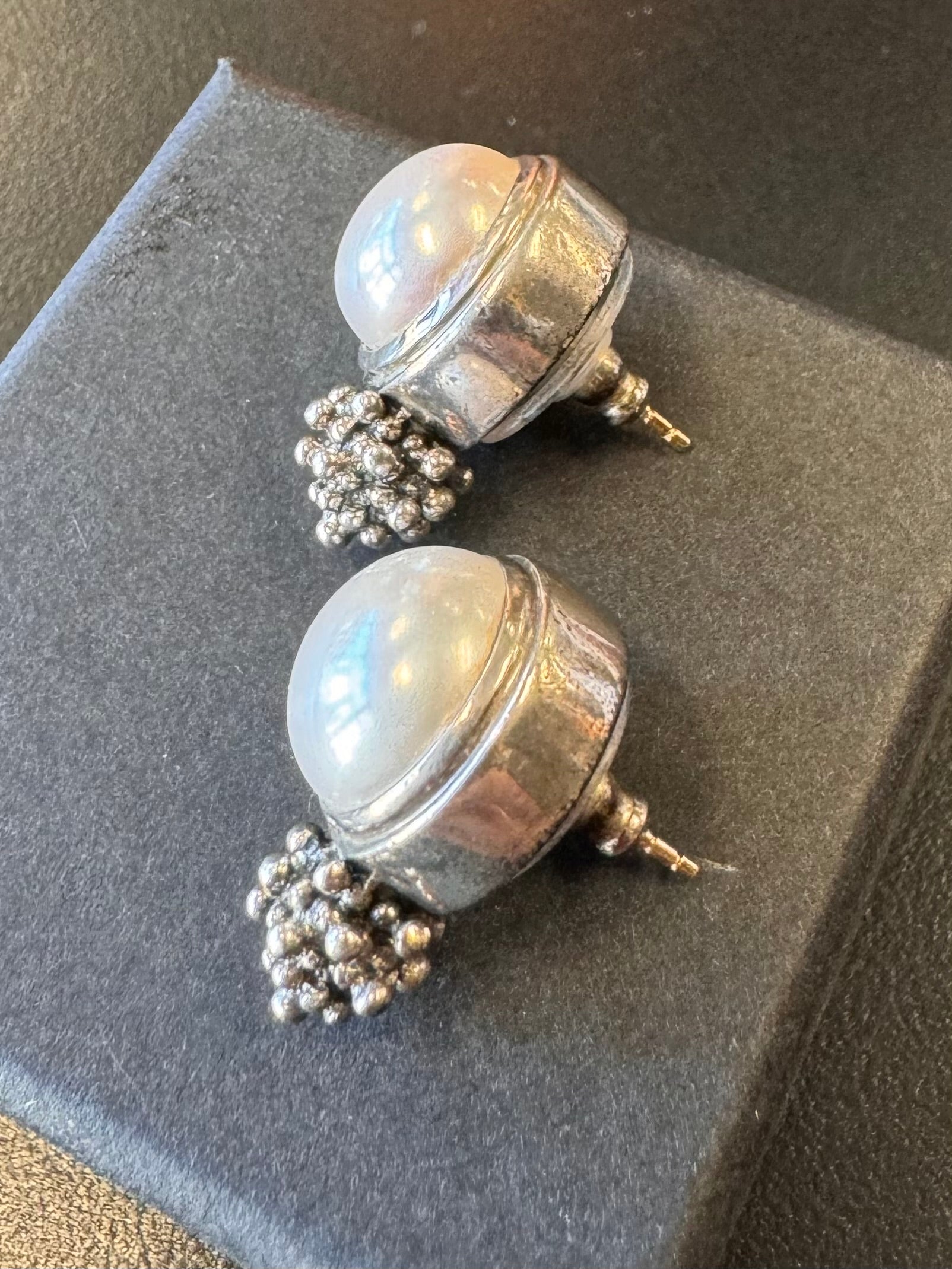 MICHAEL DAWKINS Sterling Silver & 14k Gold Pearl Cluster Earrings