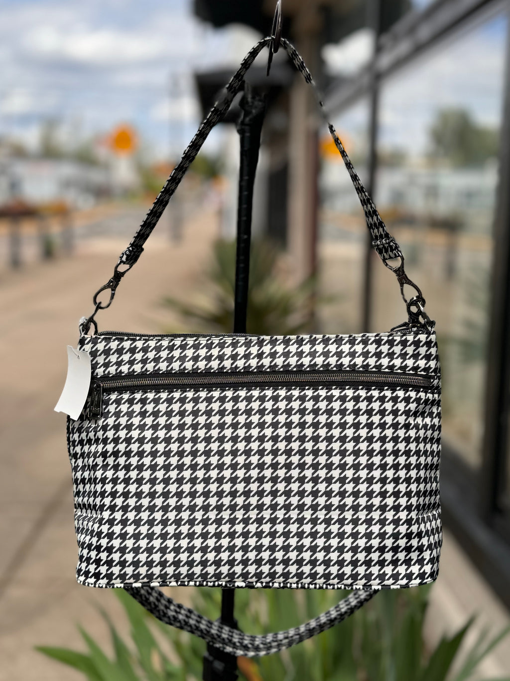 lug Black & White Houndstooth Nylon Convertible Bag