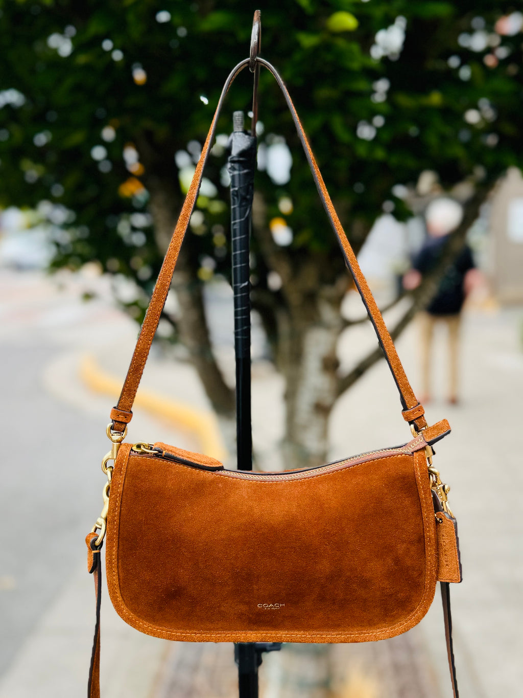 COACH Brown Waverly Suede Convertible Crossbody Bag