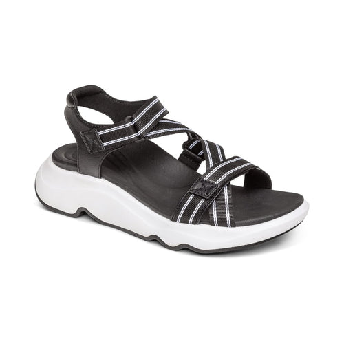 aetrex Black & White Marz Water Friendly Sandals Sz. 9 / 9 1/2