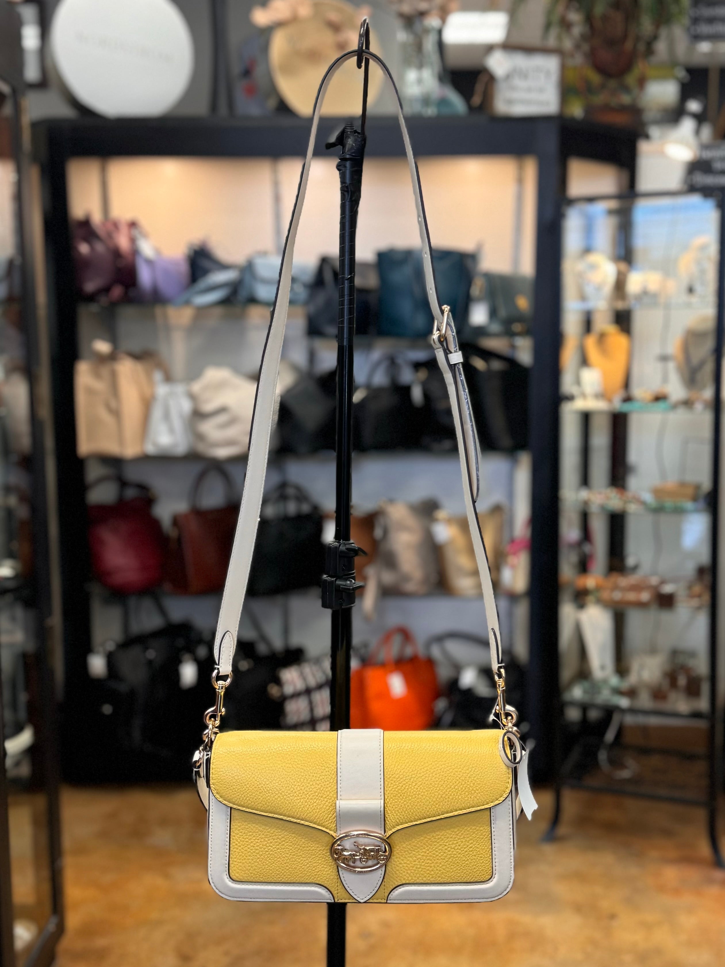 COACH Retro Georgie Baguette Leather Colorblock Bag