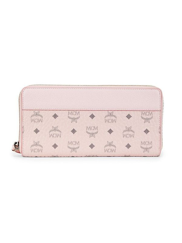 MCM Pink Monogram Leather Zip Around Wallet NEW w/Tags!
