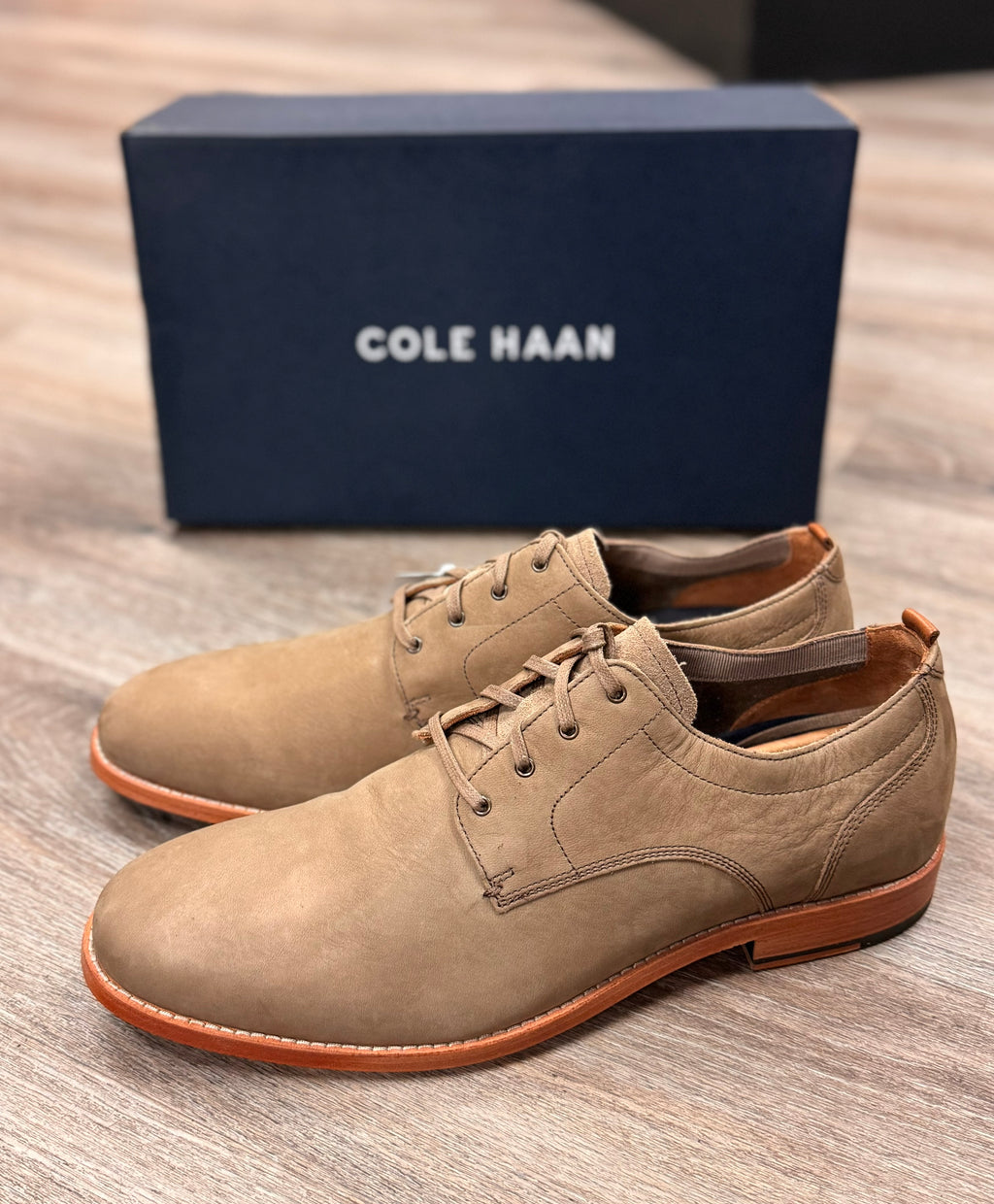 COLE HAAN Men’s Tan Feathercraft Grand Blucher Shoes Sz. 13 NEW!
