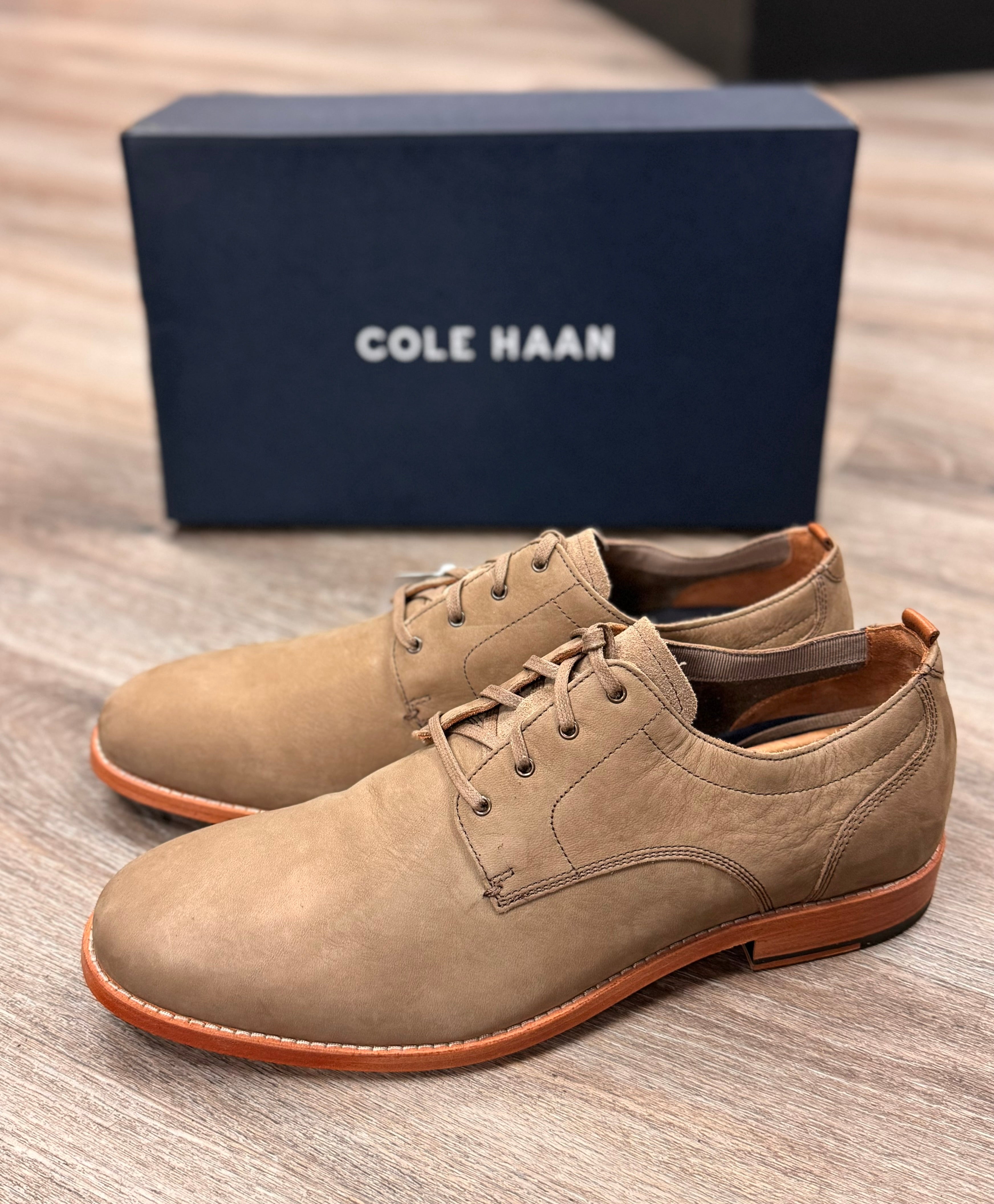 COLE HAAN Men’s Tan Feathercraft Grand Blucher Shoes Sz. 13 NEW!