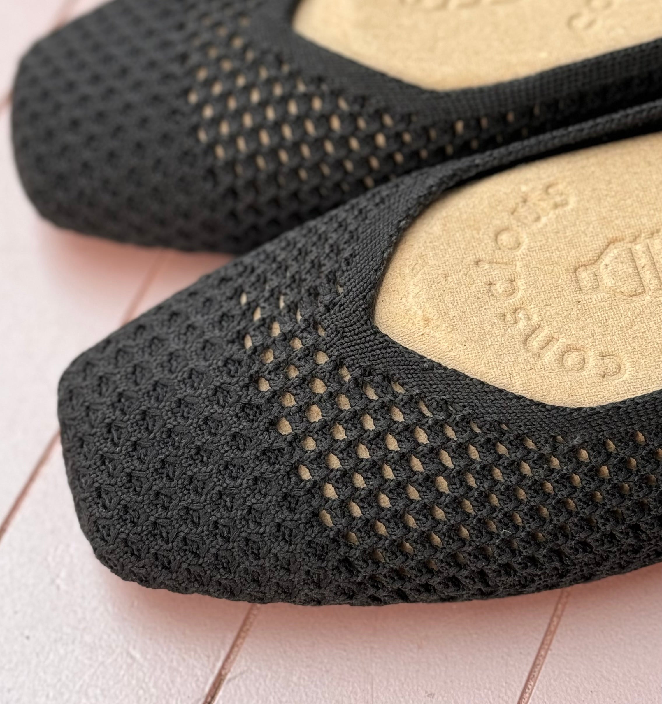 VIVAIA Margot 2.0 Black Mesh Square Toe Ballet Flats Sz. 39 / 8-8.5