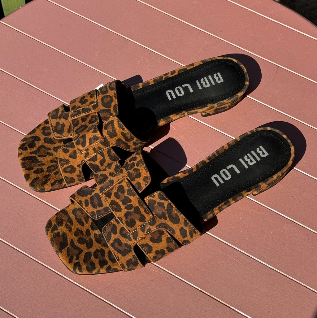 BIBI LOU Leopard Cut Out Suede Holly Sandals Sz. 40/9