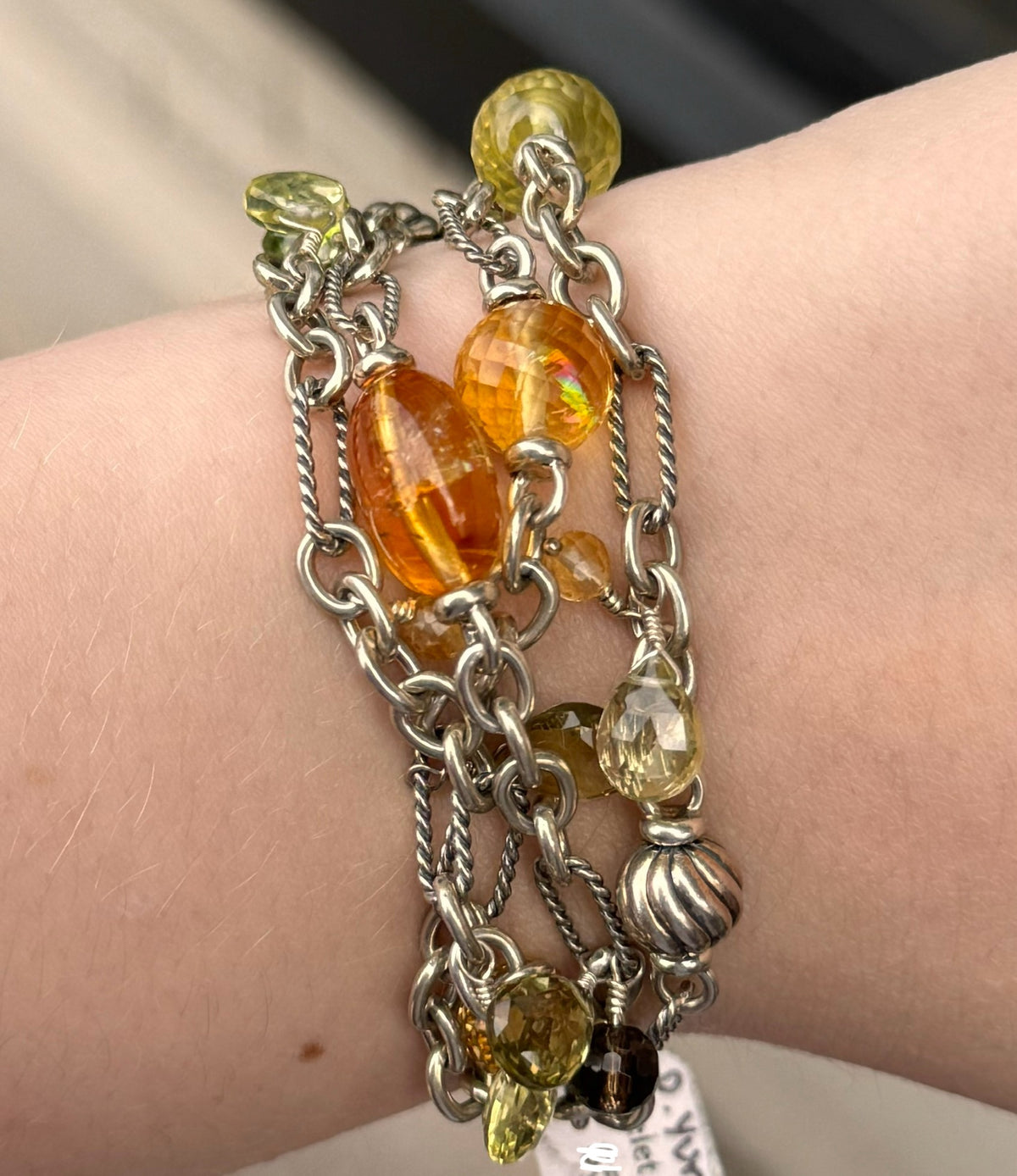 DAVID YURMAN Sterling Silver Multi Strand Mixed Gemstone Bracelet