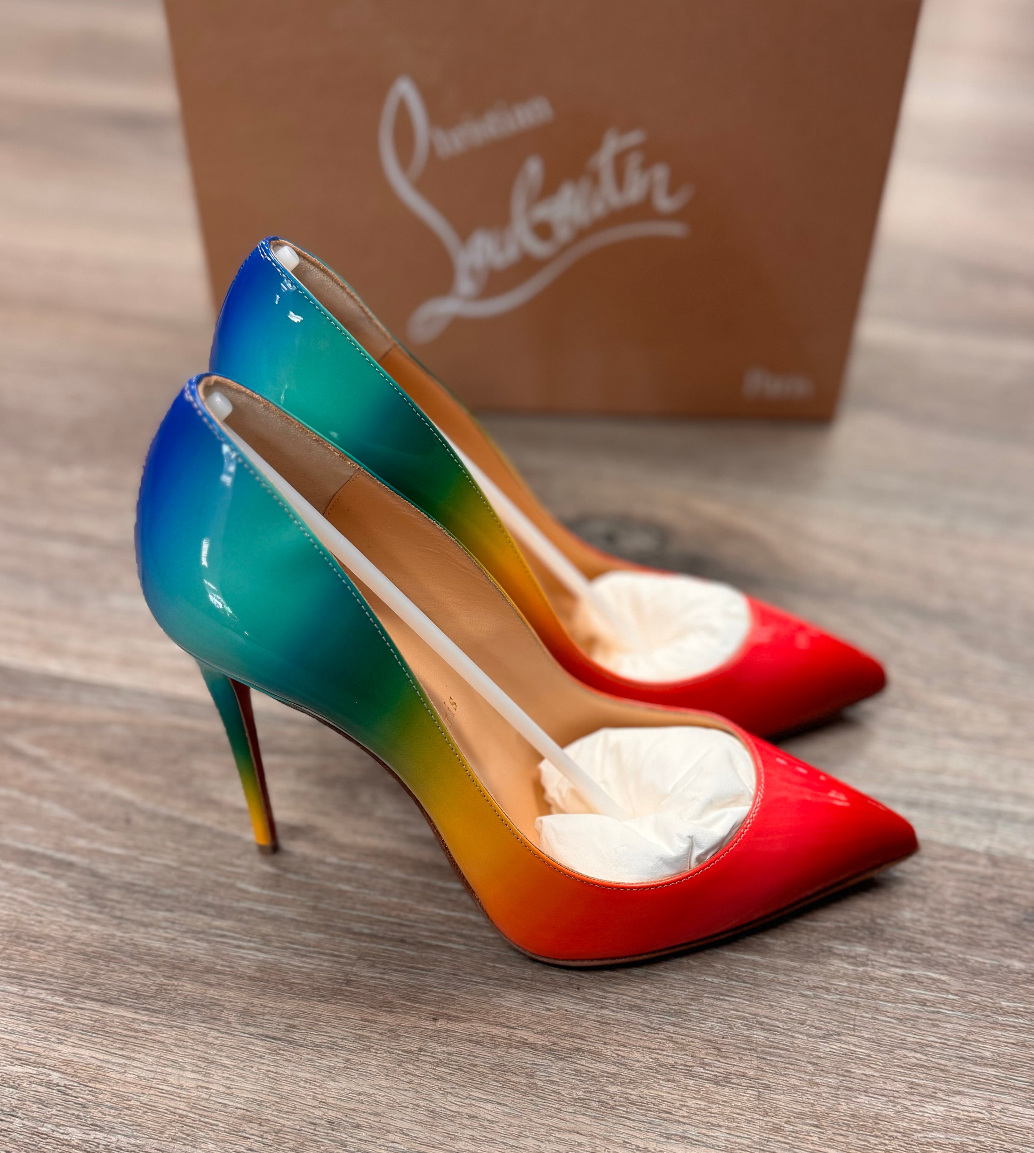 Christian LouBoutin Patent Leather Pigalle Follies Rainbow Ombré Heels Sz. 39 / 9 NEW!