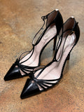 SJP Sarah Jessica Parker Black Carrie Leather T-Strap Sz. 40