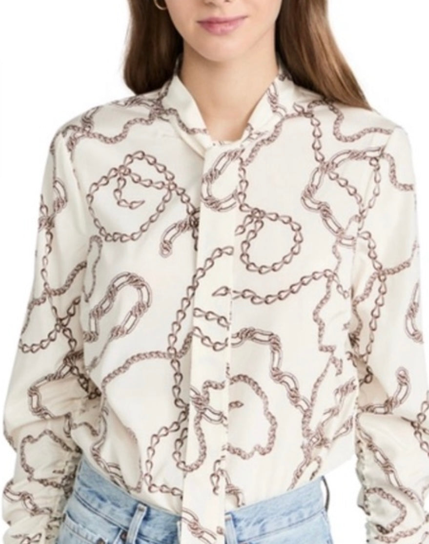 VERONICA BEARD Remi Chain-Print Silk Blouse Sz. 2