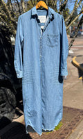 FRANK & EILEEN Rory Denim Print Button Up Maxi Dress Sz. XS