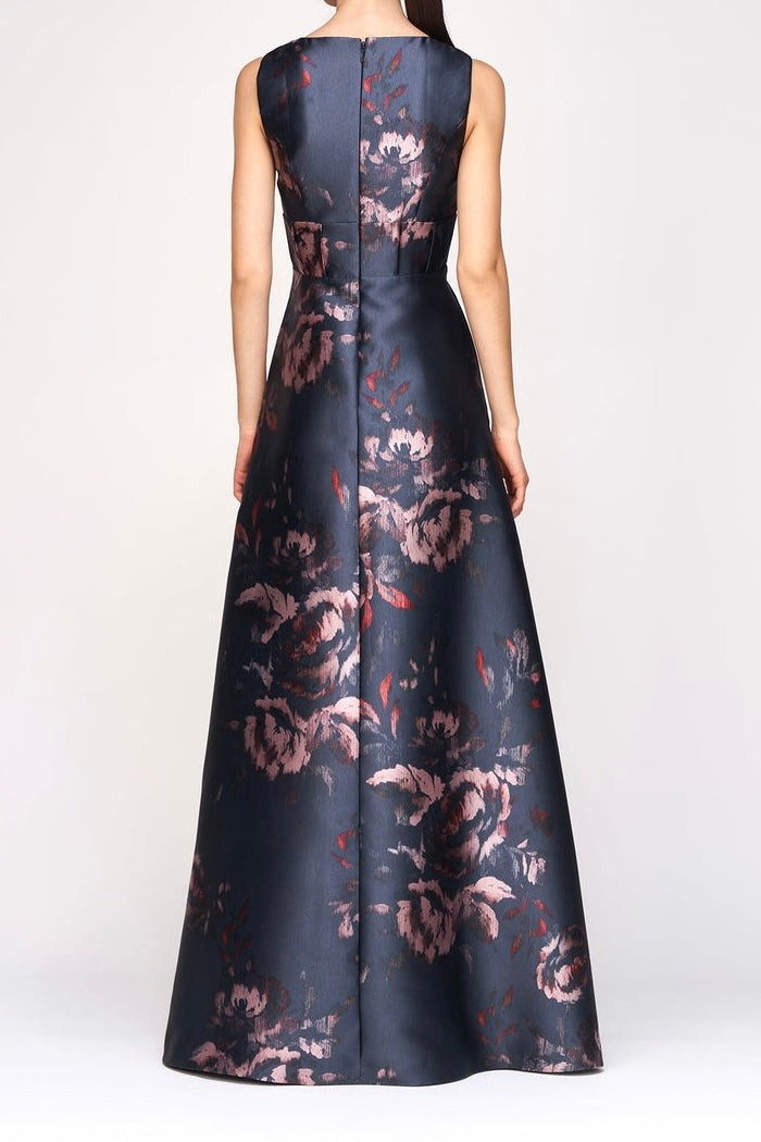 SOLD! KAY UNGER Grey & Pink Maxi Formal Floral Dress (New w/tags) Sz. 8