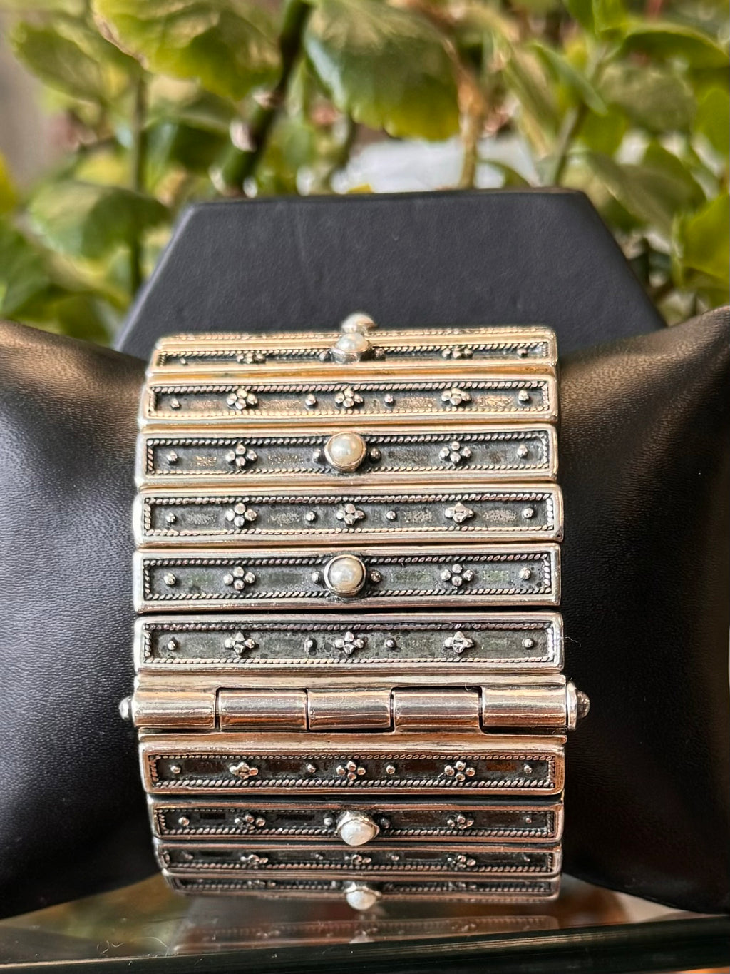 Vintage Sterling Silver & Pearl Medieval Inspired Bracelet